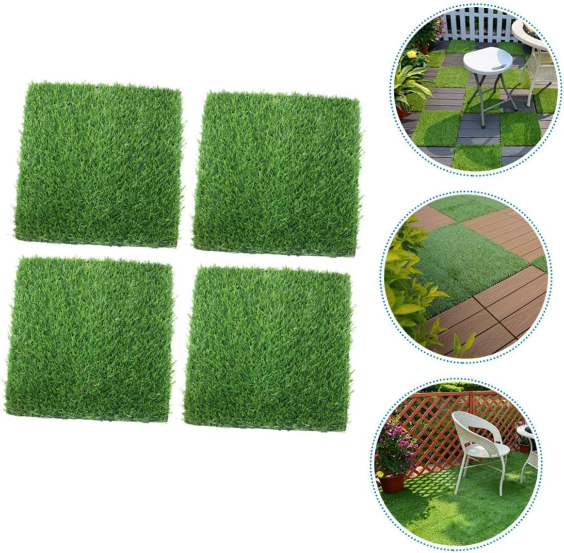 NUOBESTY 4pcs Artificial Grass Mat Outdoor Turf Fake Grass Turf for Garden Playground School Landscaping Decor with Black Backing