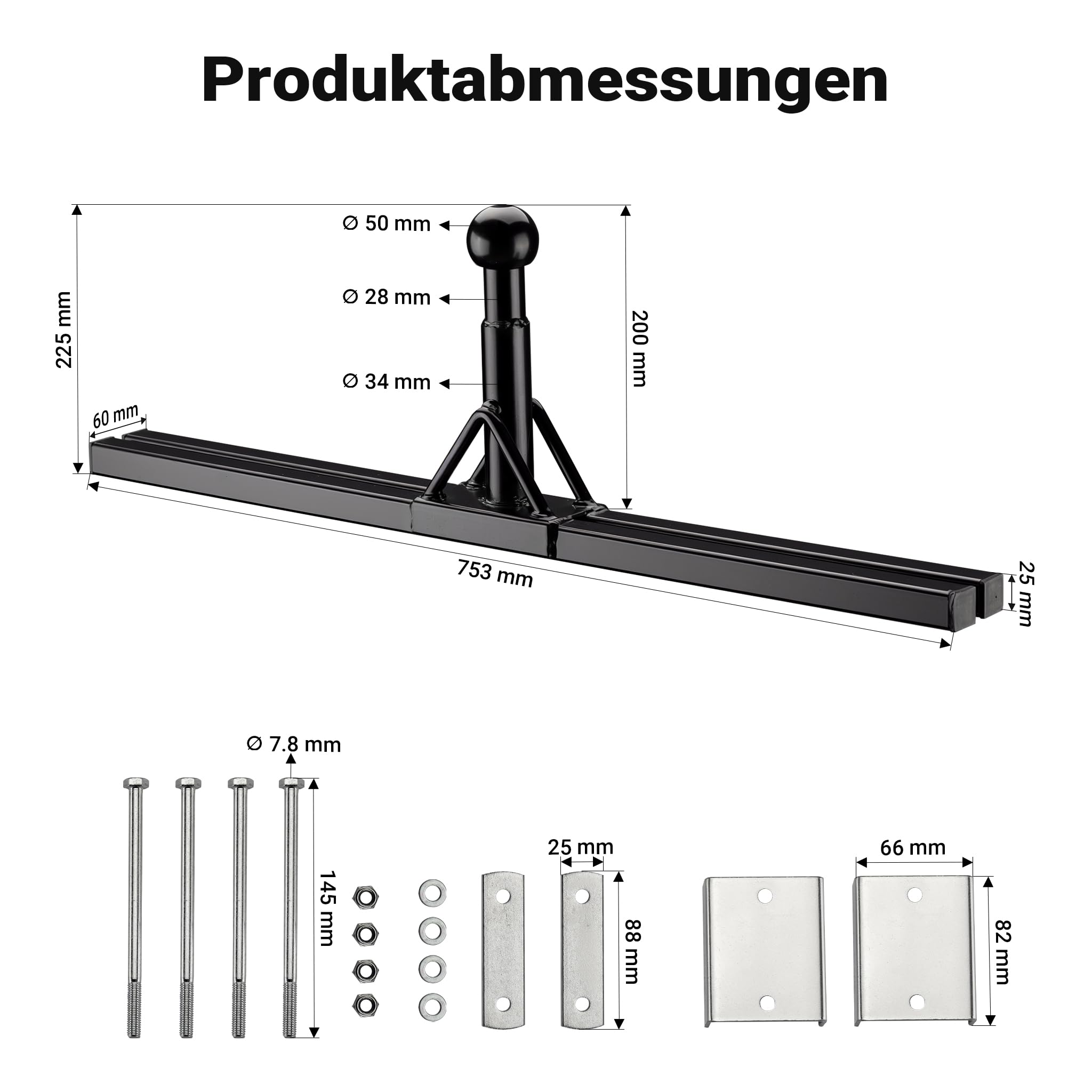 Wiltec Deichsel-Fahrradträger bis 80 kg aus Stahl, Adapter zur Fahrradträgermontage auf Deichsel für Anhänger und Wohnwagen