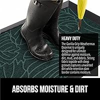 Vista 4 de Gorilla Grip WeatherMax - Tapete para todas las estaciones 100% impermeable, 23 x 35 pulgadas, goma natural duradera, resistente a manchas y Verde