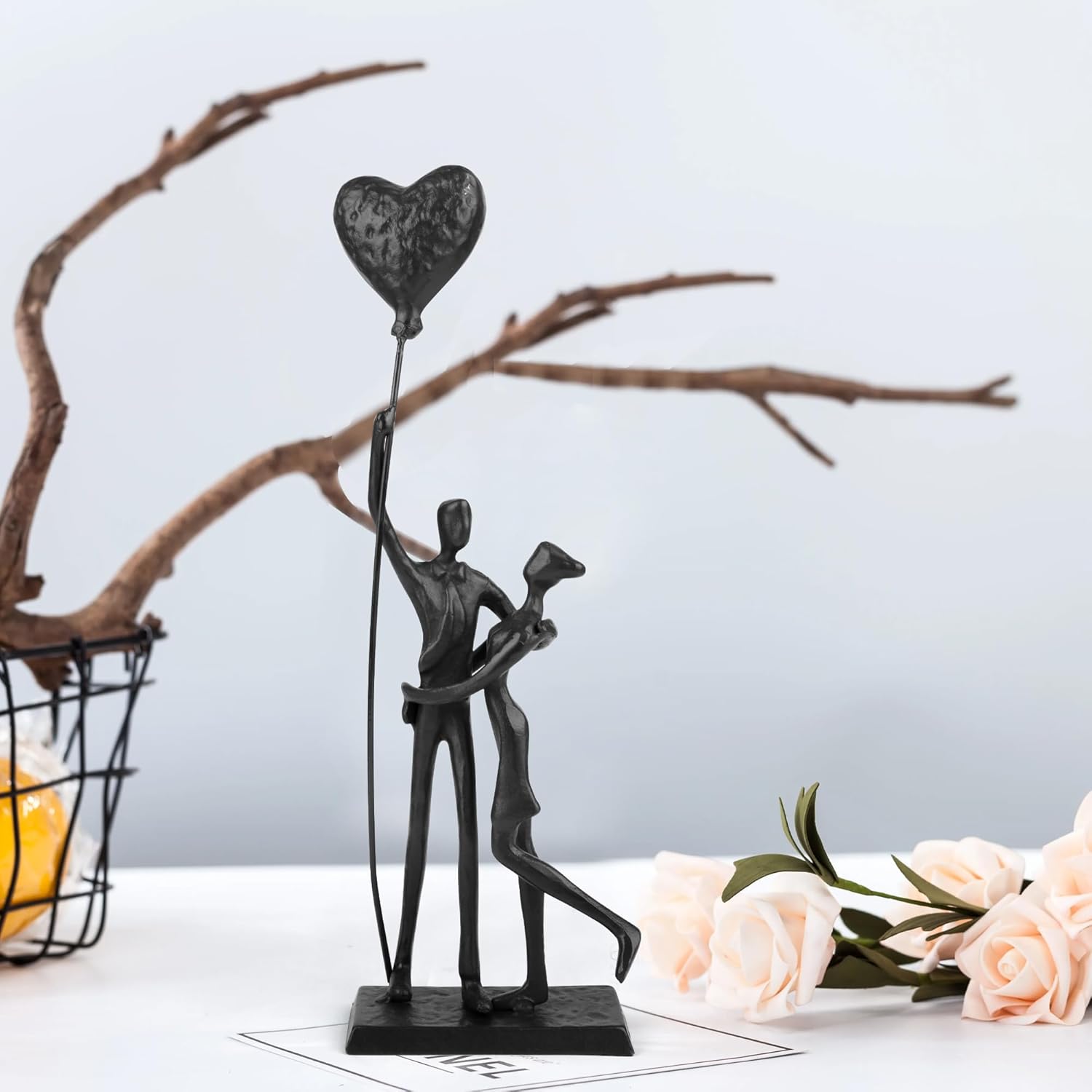 Wedding Gifts, Anniversary for Couple Her Him - Loving Couple Iron Sculpture, 12in Metal Statues for Home Decor, Wedding Anniversary Romantic Gifts for Women Men Birthday - Image 6