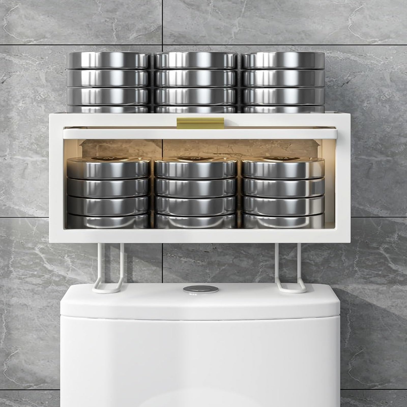 Estante De Almacenamiento sobre El Inodoro con Puertas, Gabinete De Pared Pequeño, Estantes Flotantes Montados En La Pared, Casillero Cosmético para Baño Y Cocina,Blanca,Hanging