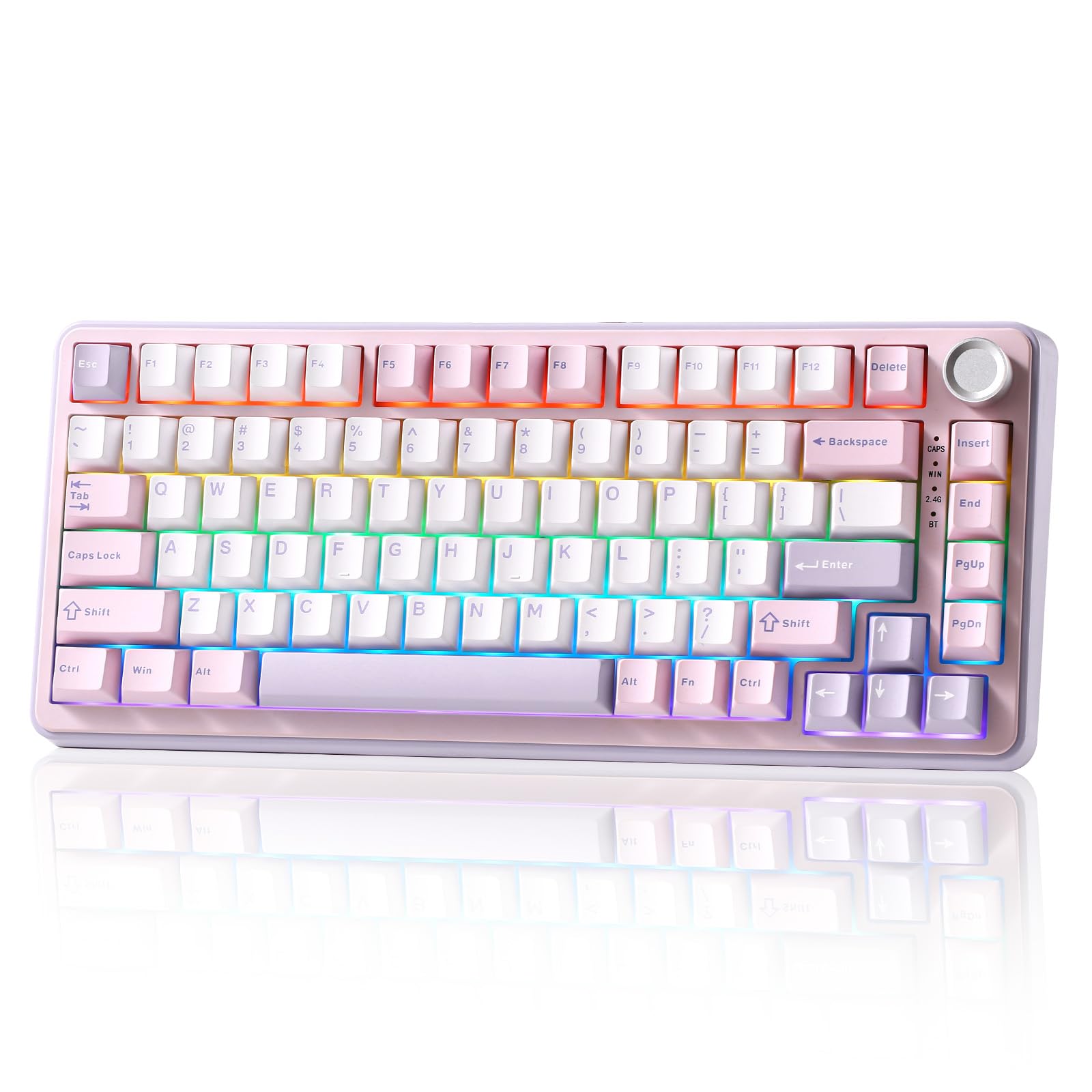 YUNZII B75 PRO 75% Wireless Mechanical Keyboard (Purple, Cocoa Cream V2) | Hot Swap Keyboard with Knob, Gasket Mount, Creamy Pre-lubed Switch for Smooth Typing, BT/USB-C/2.4G, for Gaming