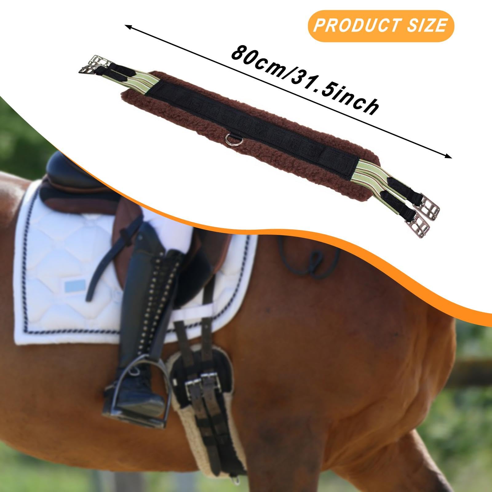 Fenteer Cincha para Caballo Cincha de Equitación Cincha para Silla Cincha Antideslizante con Franela Ligera Y Hebilla Metálica Doble Adecuada para Equitación