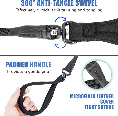 Miniatura 3 de Correa antideslizante para perro, correa antideslizante fuerte para entrenamiento de perros giro de 360 antienredos - 4 pies6 pies, nailon duradero