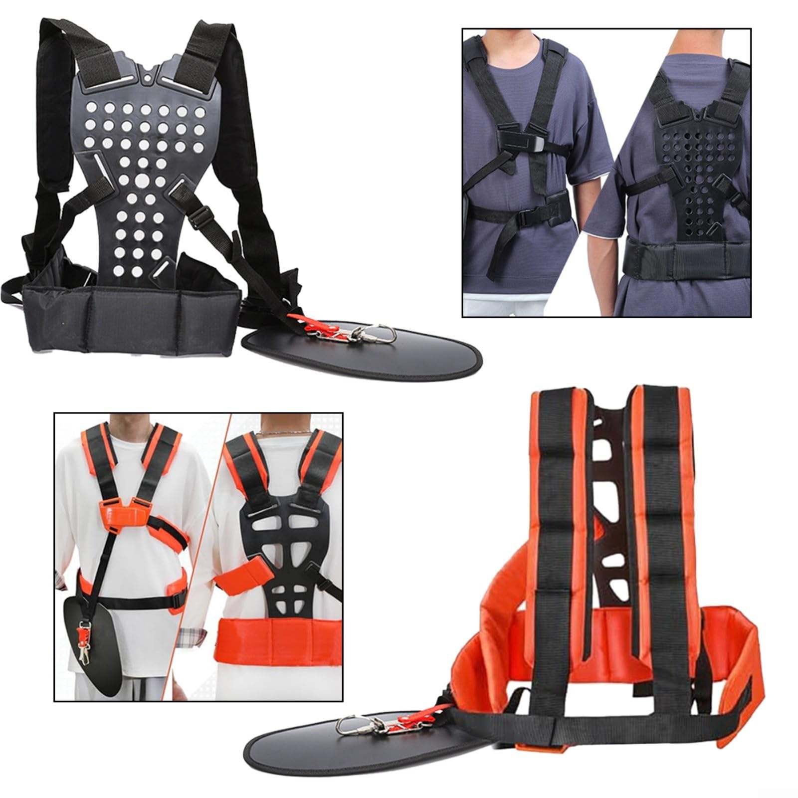 Correa de hombro de mochila amarilla negra, para cepillo de cortacésped, almohadilla de PVC engrosada ampliada, arnés doble ajustable (amarillo)