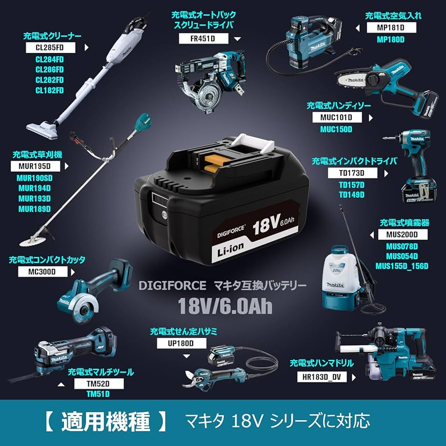 Amazon.co.jp: DIGIFORCE マキタ 18V バッテリー 互換 BL1860B 6.0Ah