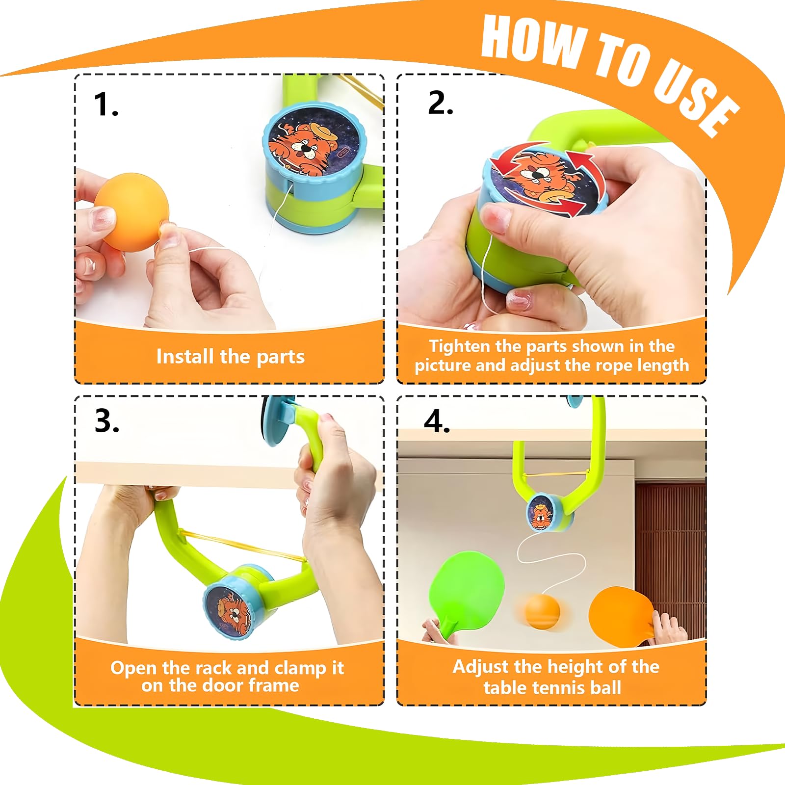 Jeu de Ping-Pong à Porte Réglable, Tennis de Table d'intérieur à Suspendre, Entraîneur de Table Suspendu, Entraîneur de Table Suspendu pour Enfant Adulte