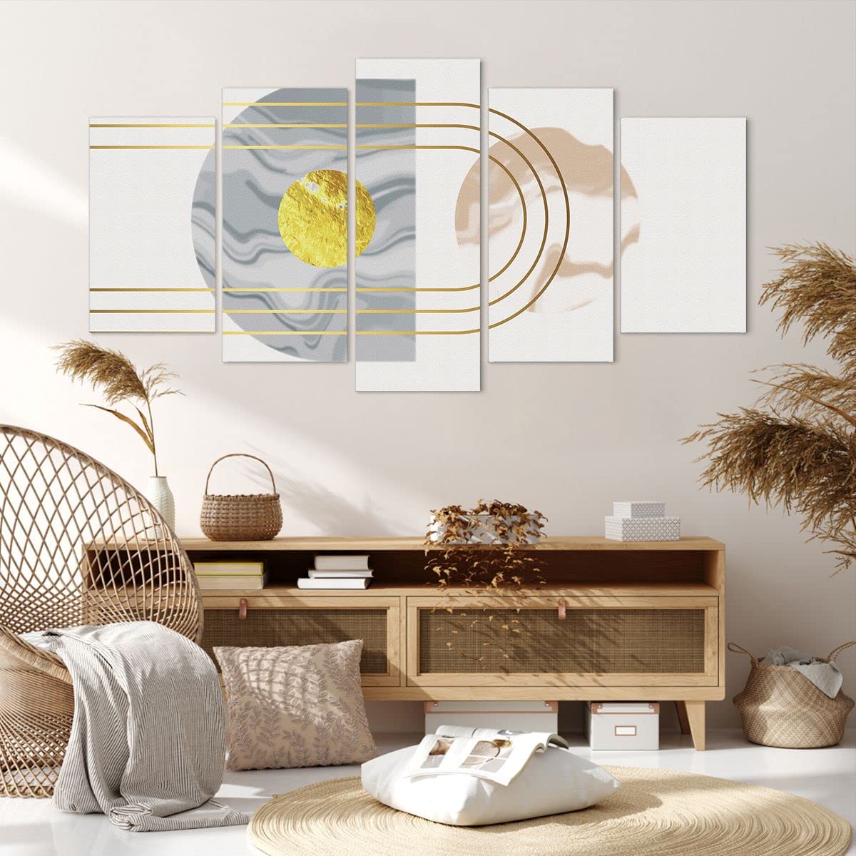 Quadri Moderni su Tela 150x50 cm Stampe da Parete Astratto Pastello - 4574