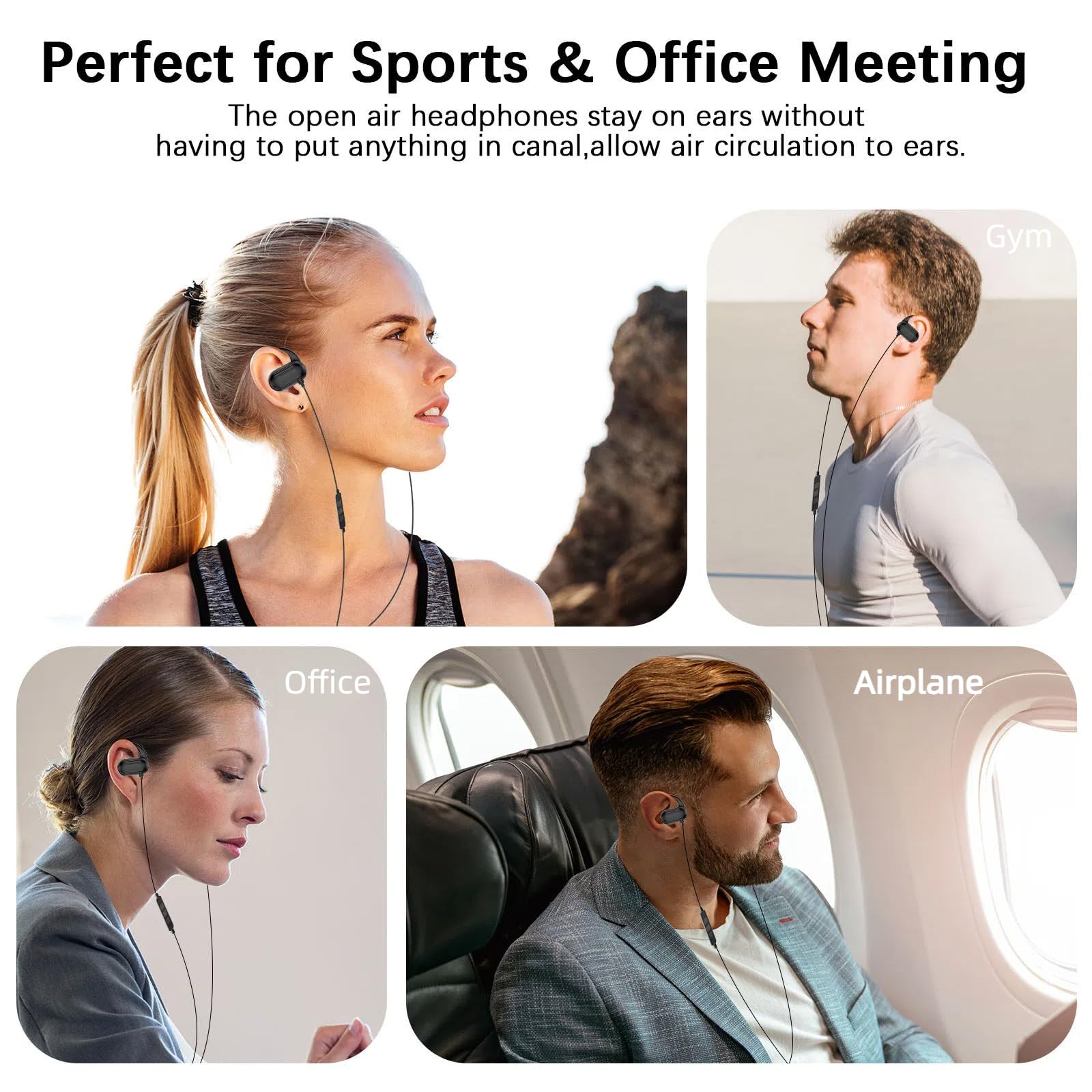 Auricolari aperti da 3,5 mm per computer portatili Chormebook, auricolari sopra le orecchie per Samsung A15 A14 Moto G Stylus, jack da 3,5 mm per PC desktop, cuffie da viaggio in aereo con cavo con