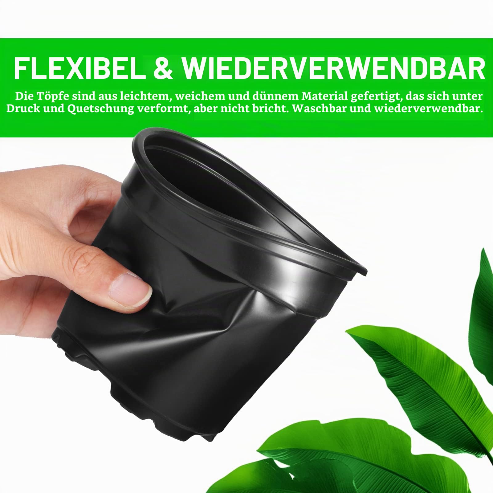 Coolty 100 Stück Pflanzentopf Pflanztöpfe Untertopf, Töpfe Pflanzen mit Pflanzenetiketten und 1 Set Mini Werkzeuge zum Umpflanzen, Schwarz (4 Inch)