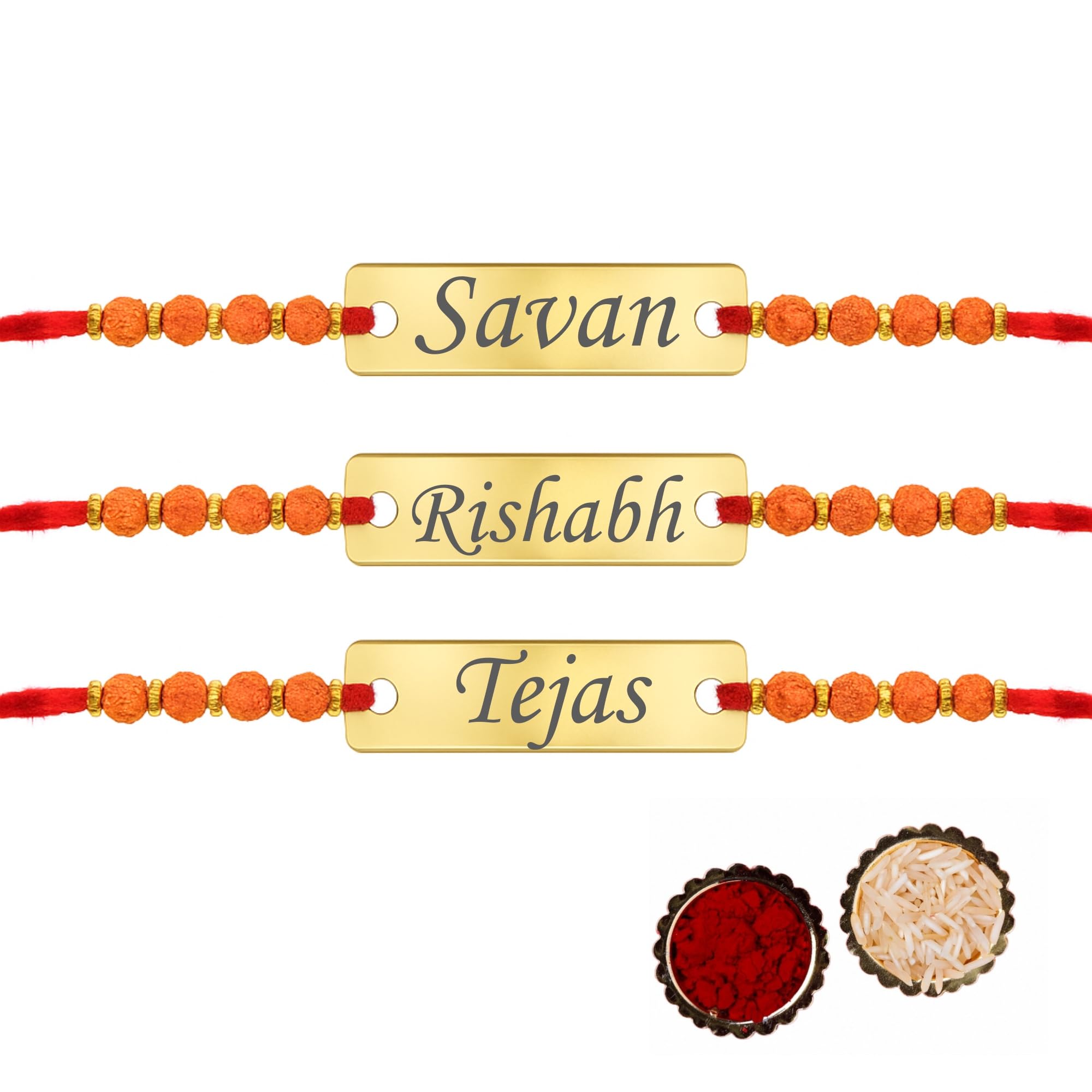 Personalized Rakhi Bracelets for Men, Women, Friends, Family, Loved Ones (Set of 3)-image-40