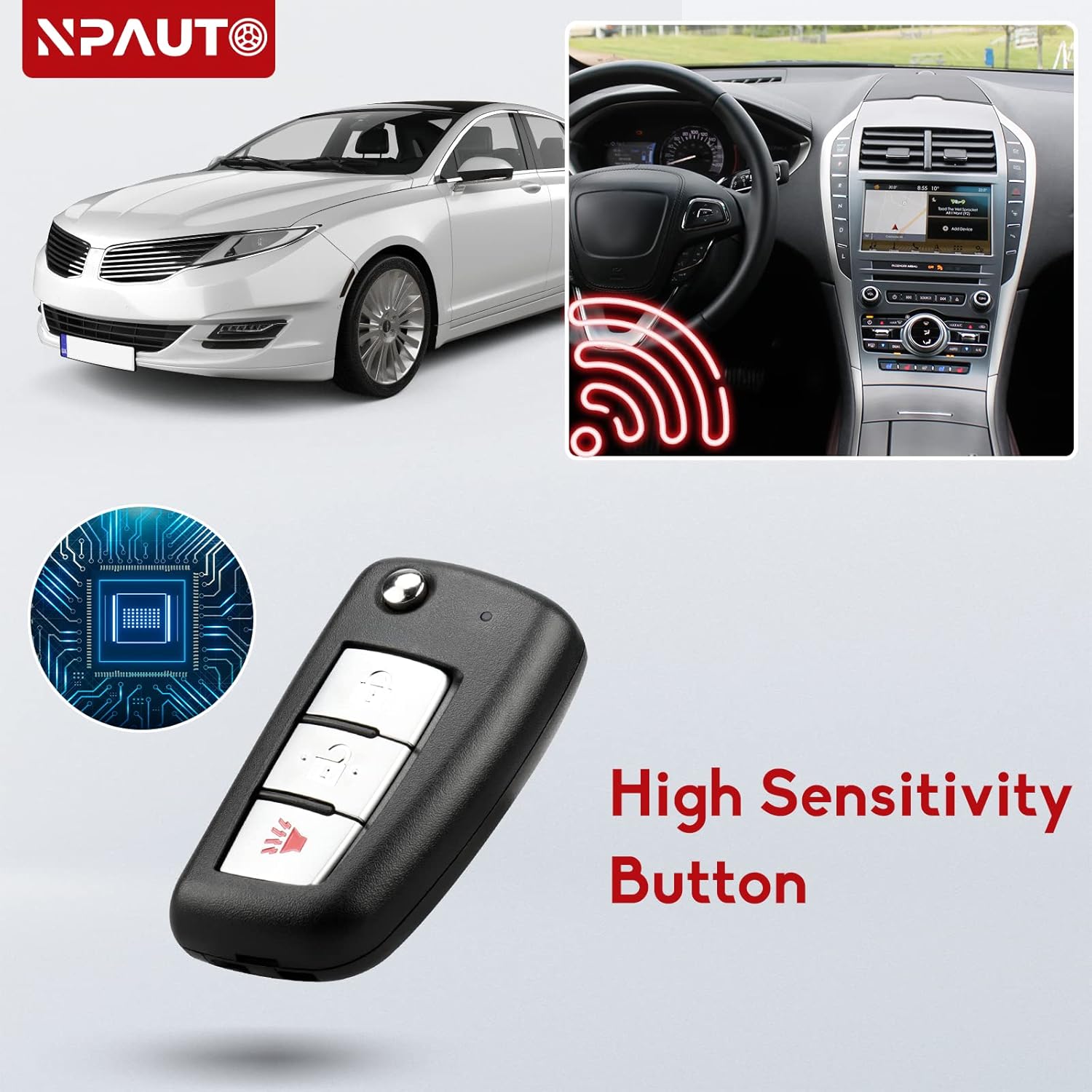 NPAUTO Key Fob Replacement Fits for Nissan Rogue 2014 2015 2016 2017 2018 2019 2020 - Keyless Entry Remote Control Flip Uncut Ignition Car Keys (CWTWB1G767, 3 Buttons, 433 MHz) - Image 5