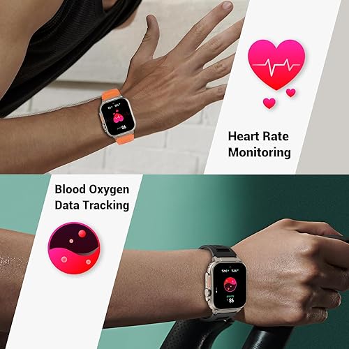 Miniatura 7 de FITNIV Reloj inteligente, 1.96 reloj de seguimiento de actividad física con llamada Bluetooth (respuestahacer llamada), frecuencia cardíaca, oxígeno