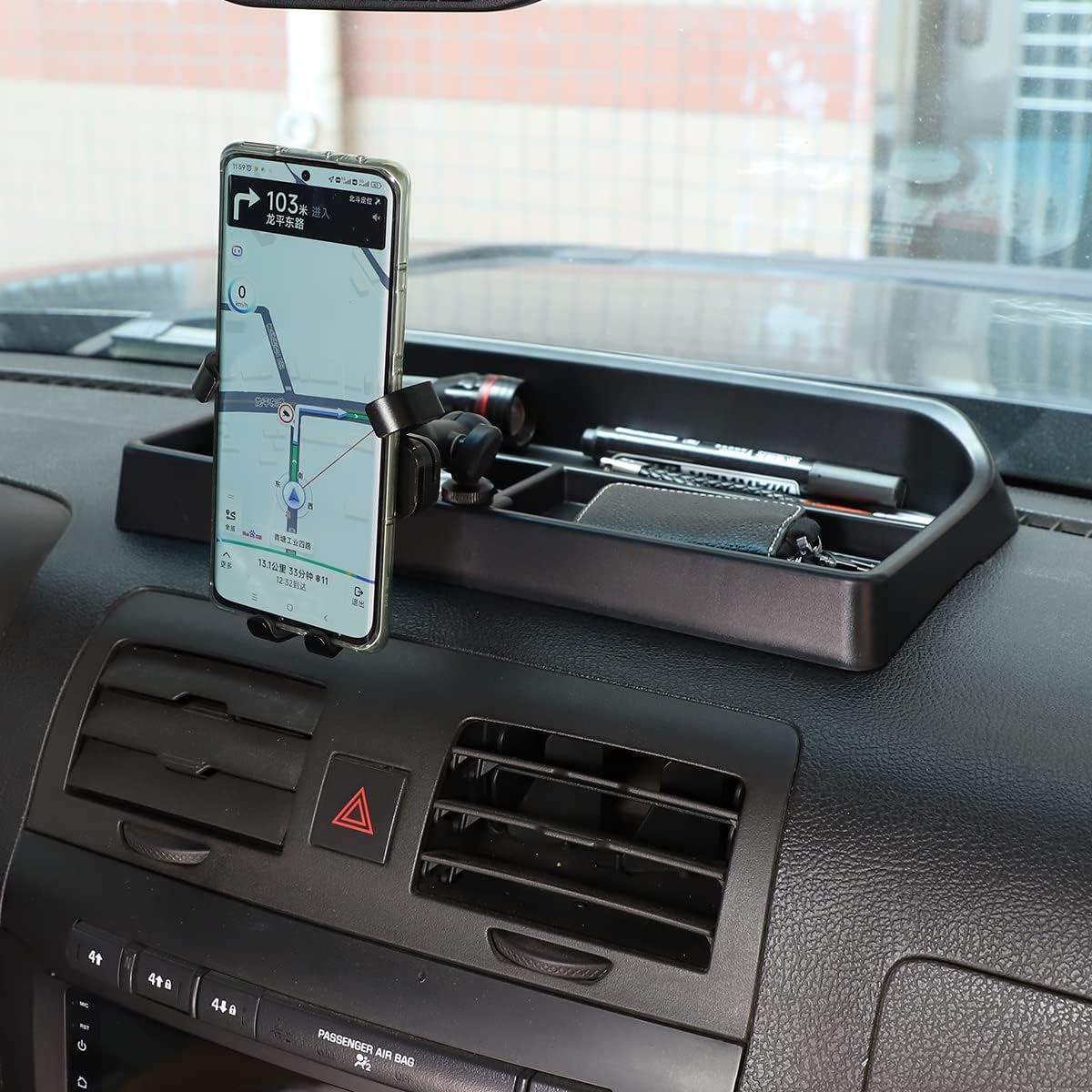 Dashboard Storage Box Organizer Tray Compatible with Hummer H3 2005-2009 Accessories, Center Console Upper Dash Panle Non-slip Organizer Stroage Box, Dashboard Storage Tray, ABS (Type C)