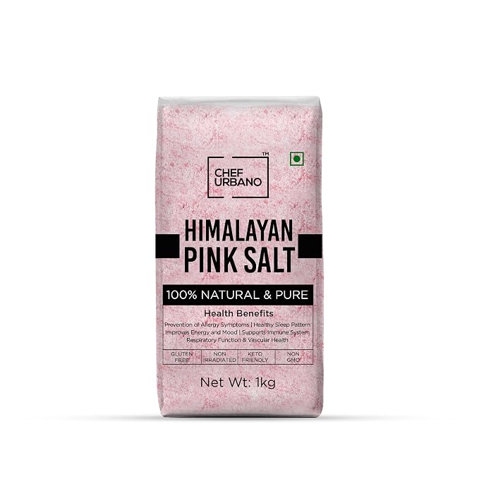 Chef Urbano Himalayan Pink Salt 1 kg | 100% Pure & Natural | Mineral Rich Salt | Low Sodium | Packed with 84 Minerals