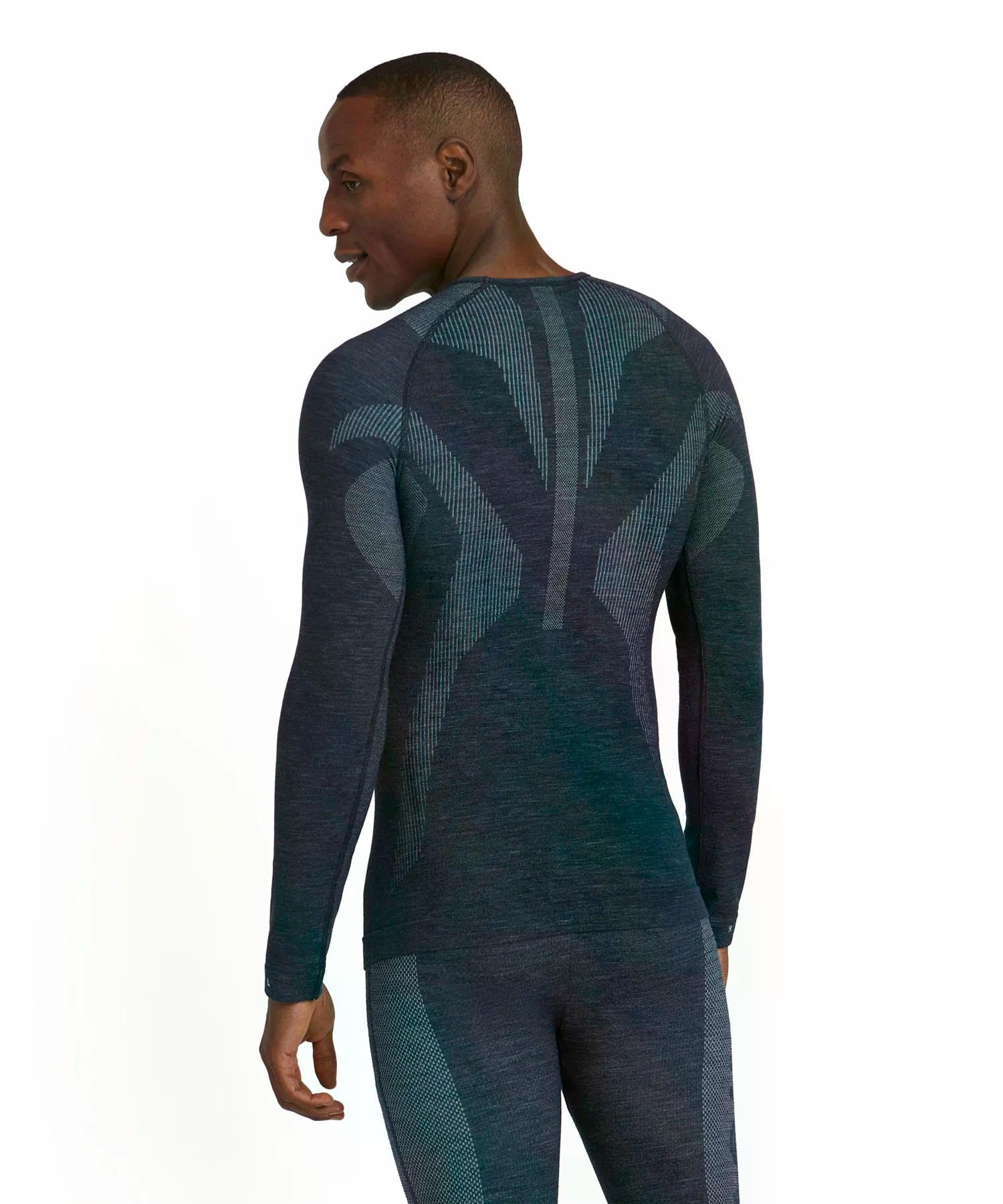FALKE Mężczyźni Warstwa podstawowa (góra) Wool-Tech Round Neck M L/s Sh wełna materiał funkcjonalny szybkoschnące ciepłe 1 Sztuka, Niebieski Space Blue 6116, XXL
