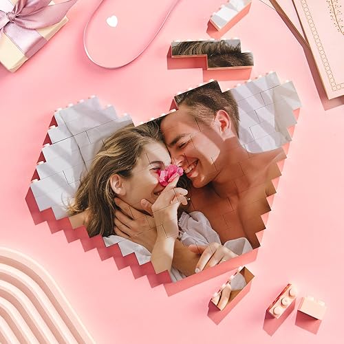 Miniatura 3 de Smile lab Ladrillo de construcción personalizado con bloques de fotos en forma de corazón, imagen personalizada para el día de San Valentín, regalos