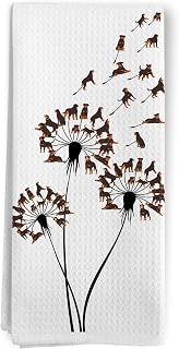Rottweiler Dog Kitchen Towels, Rottweiler Dandelion Dog Lover Decorative Kitchen Towels, Rottweiler Gifts, Rottweiler Dog Hand Dish Towels for Kitchen Bathroom Decorative for Dog Lovers