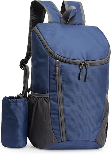 DOVO - Mochila de senderismo, impermeable y resistente al desgaste, ligera, plegable, para viajes al aire libre, campamento, Azul  Patchwork,