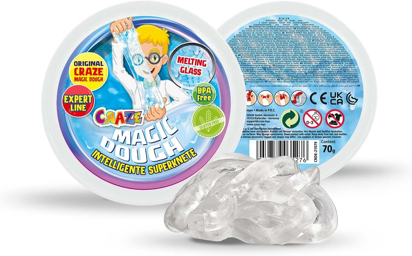 Magic Dough CRAZE Super Kinderknete Intelligent Putty 70 g Transparent Children's Clay, Melting Glass 35276