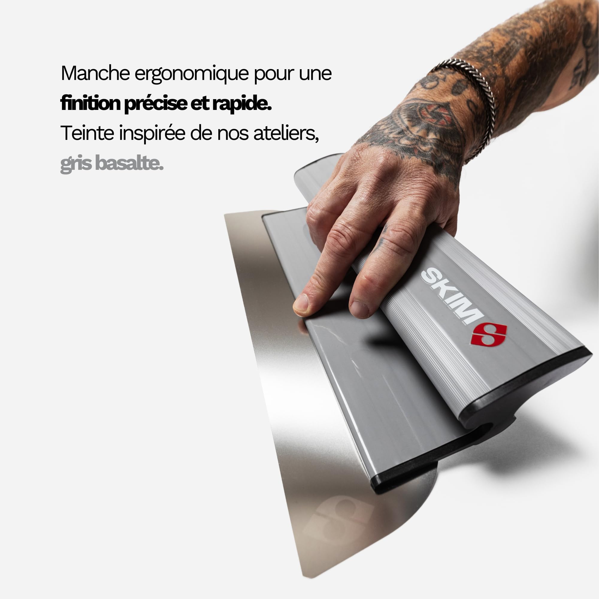 SKIM – Lame à enduire inox | Finition parfaite & glisse fluide | Outil pro pour enduits, lissage, rebouchage | Manche ergonomique (35 CM)