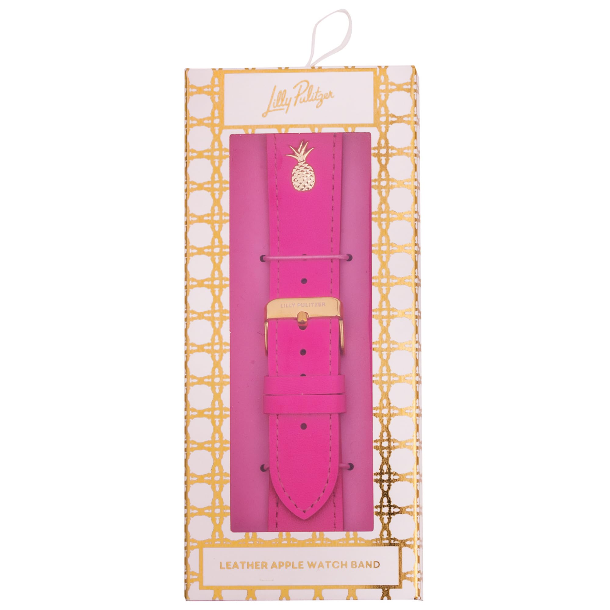 Lilly Pulitzer Geniune Leather Watch Band Sized to Fit 38mm, 40mm, 42mm, & 44mm Smartwatches, Compatible with Apple Watch Series 1-6, Roxie Pink