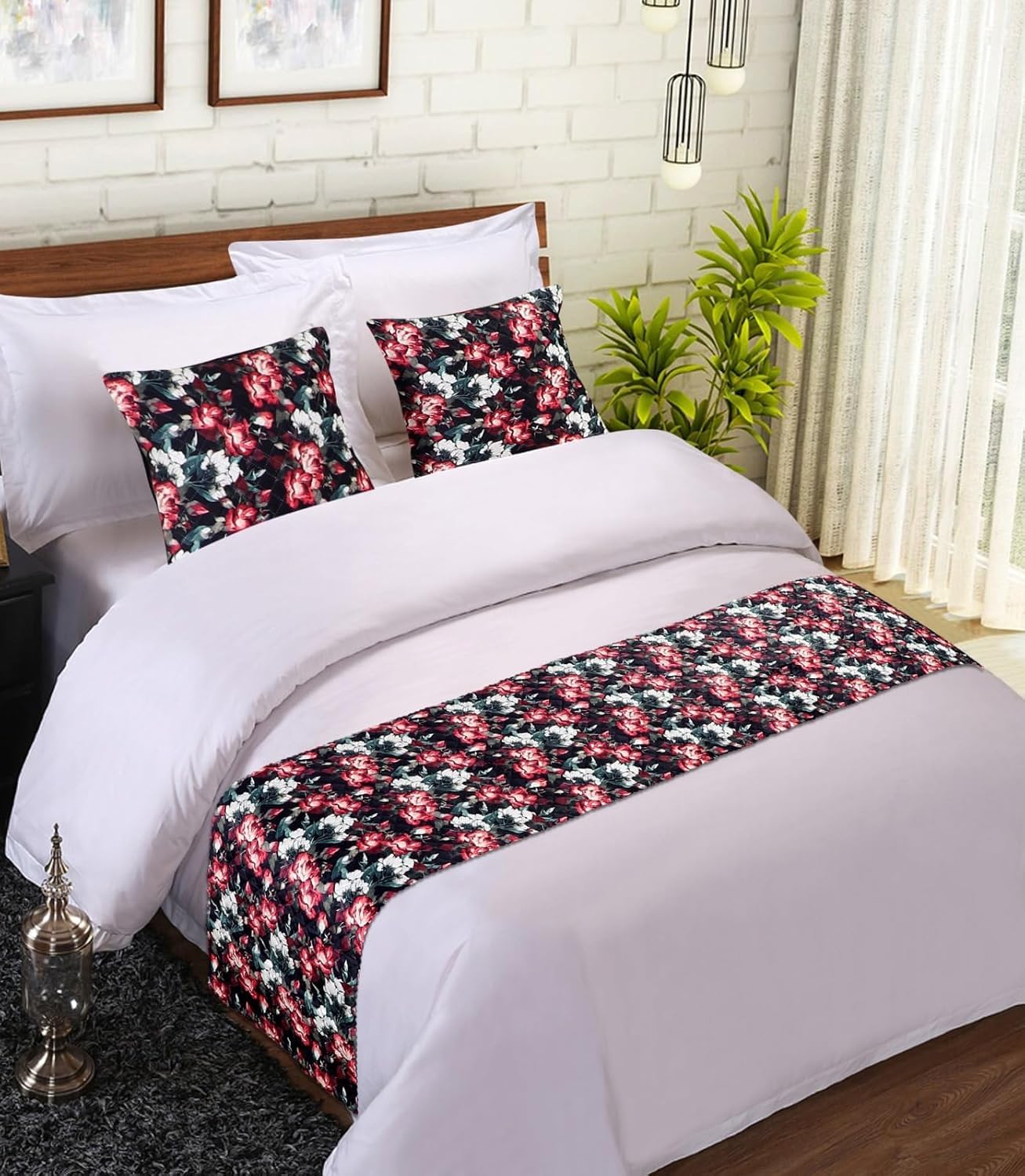 King Size Bed Runner with Cushion Cover Set (Print 1)-image-43