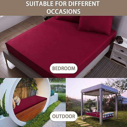 Miniatura 8 de Mecerock Protector de colchón, transpirable y suave, impermeable, funda de colchón, funda de colchón negra, tamaño matrimonial