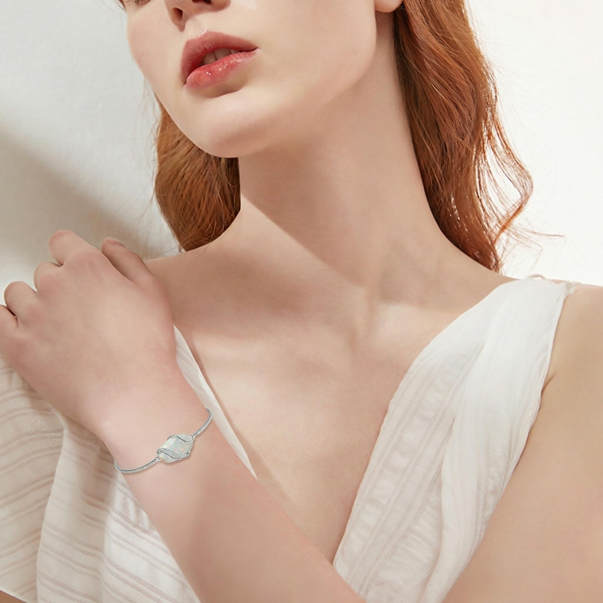 URONE Opal Armband 925er Sterling Silber Gliederarmband Opal Schmuck Geschenk für Damen