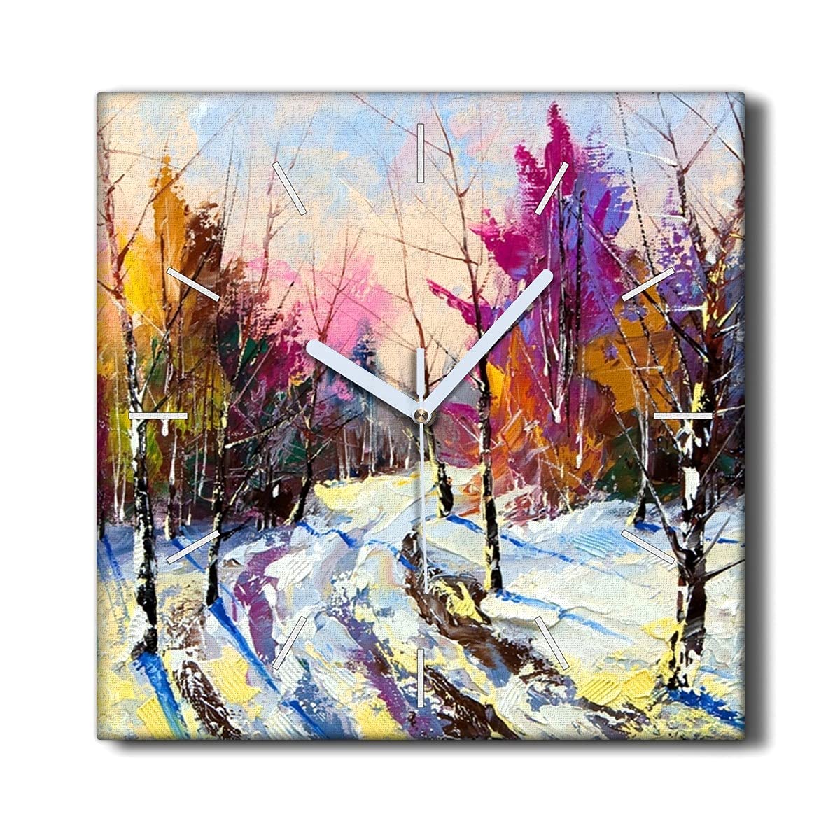 Horloge sur toile 30x30cm paysage nature pour chambre et bureau