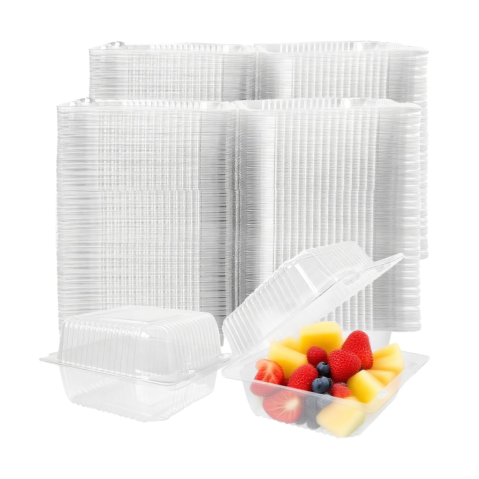 Hniuyun 200 Pack 4 Inch Clear Square Plastic Cake Slice Boxes with Lids, Stackable Dessert Containers for Cheesecake, Sandwiches, Bakery Treats