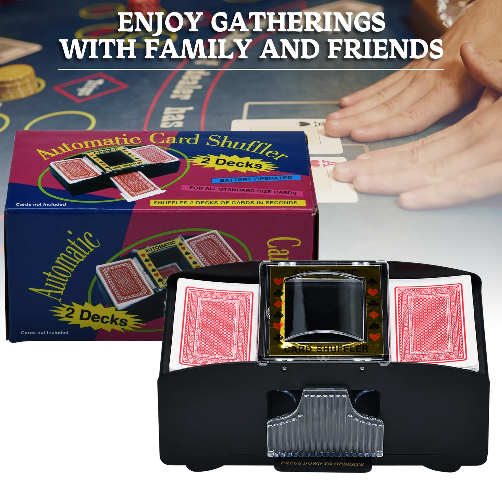 Barajador de Cartas Automático, Mezclador de Cartas con 2 Barajas para Casa Fiestas - Negro