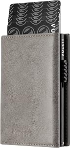 VULKIT Card Holder Wallet with Coin Pocket Magnetic Closure Pop Up Cards with ID Window Leather Wallet for Cash & Credit Cards