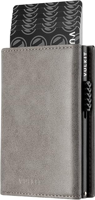 VULKIT Card Holder Wallet with Coin Pocket Magnetic Closure Pop Up Cards with ID Window Leather Wallet for Cash & Credit Cards