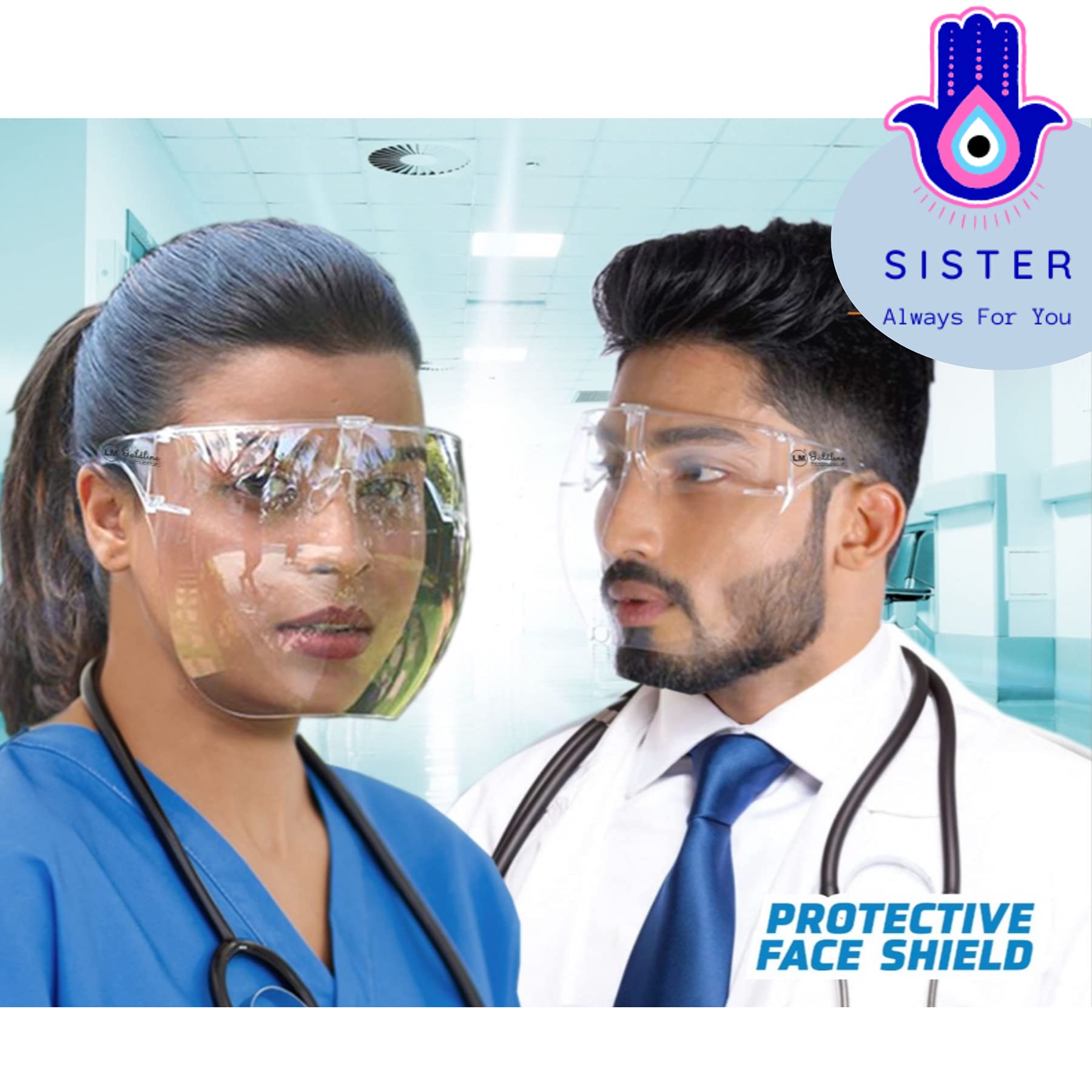 SISTER Goggle Style Face Shield | Anti-Fog, Scratch Resistant, Washable & Reusable Protection Shield | Safety Visor