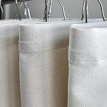 YISURE Stall Beige Cotton Shower Curtains 36x84 Inch, Small Half Size Fabric RV Shower Curtain for Bathroom Hotel Luxury Washable