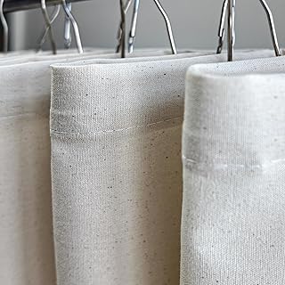 YISURE Stall Beige Cotton Shower Curtains 36x84 Inch, Small Half Size Fabric RV Shower Curtain for Bathroom Hotel Luxury Washable