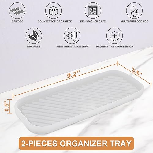 Miniatura 2 de HvOvMvE Bandeja organizadora de silicona, soporte de jabón y esponja para fregadero de cocina, baño, bandeja de almacenamiento para cepillo de