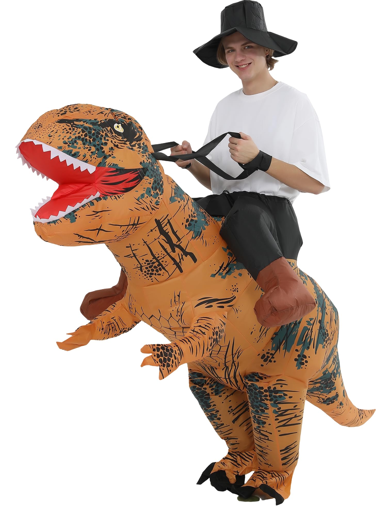 Inflatable Dinosaur Costume Adult Inflatable T-rex Costumes Adult Size Ride On Blow up Costumes for Adults Women Men Inflatables Fancy Funny Suit for Halloween Christmas Carnival Party 150cm-190cm