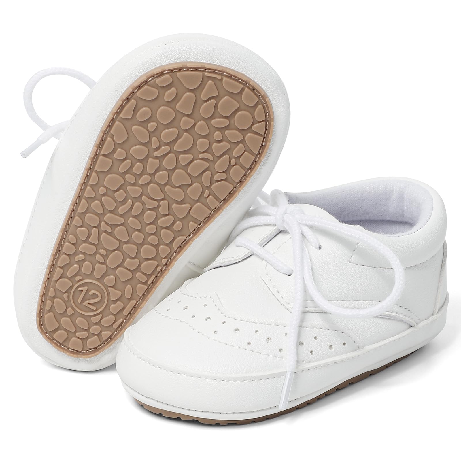 LACOFIA Scarpine Primi Passi Bimbo morbide Scarpe Stringate con Suola Morbida da Neonato
