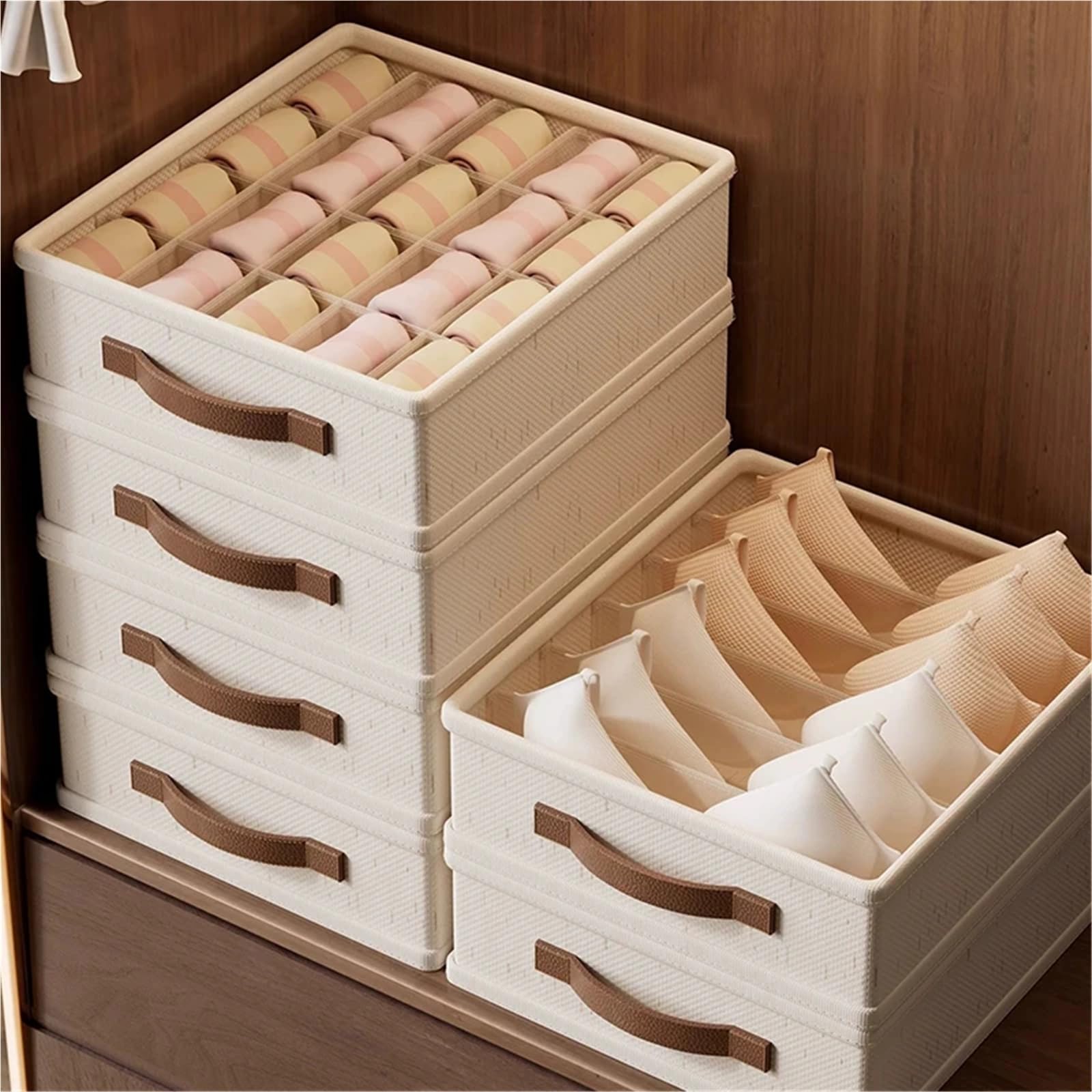 Caja Para Guardar Calcetines 20/6/7 rejillas catión PP calcetín sujetador pantalones simplicidad organizadores de gabinetes(7-6-20grids-3pcs)