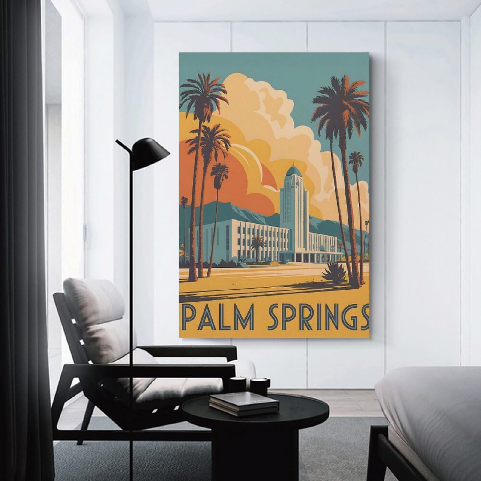 Junmoney Canvas Wall Decor Palm Springs Travel, 16x24inch(40x60cm), for Bedroom, Guest Room Or Reading Nook, Decorative Wall Art for Cosy Rooms