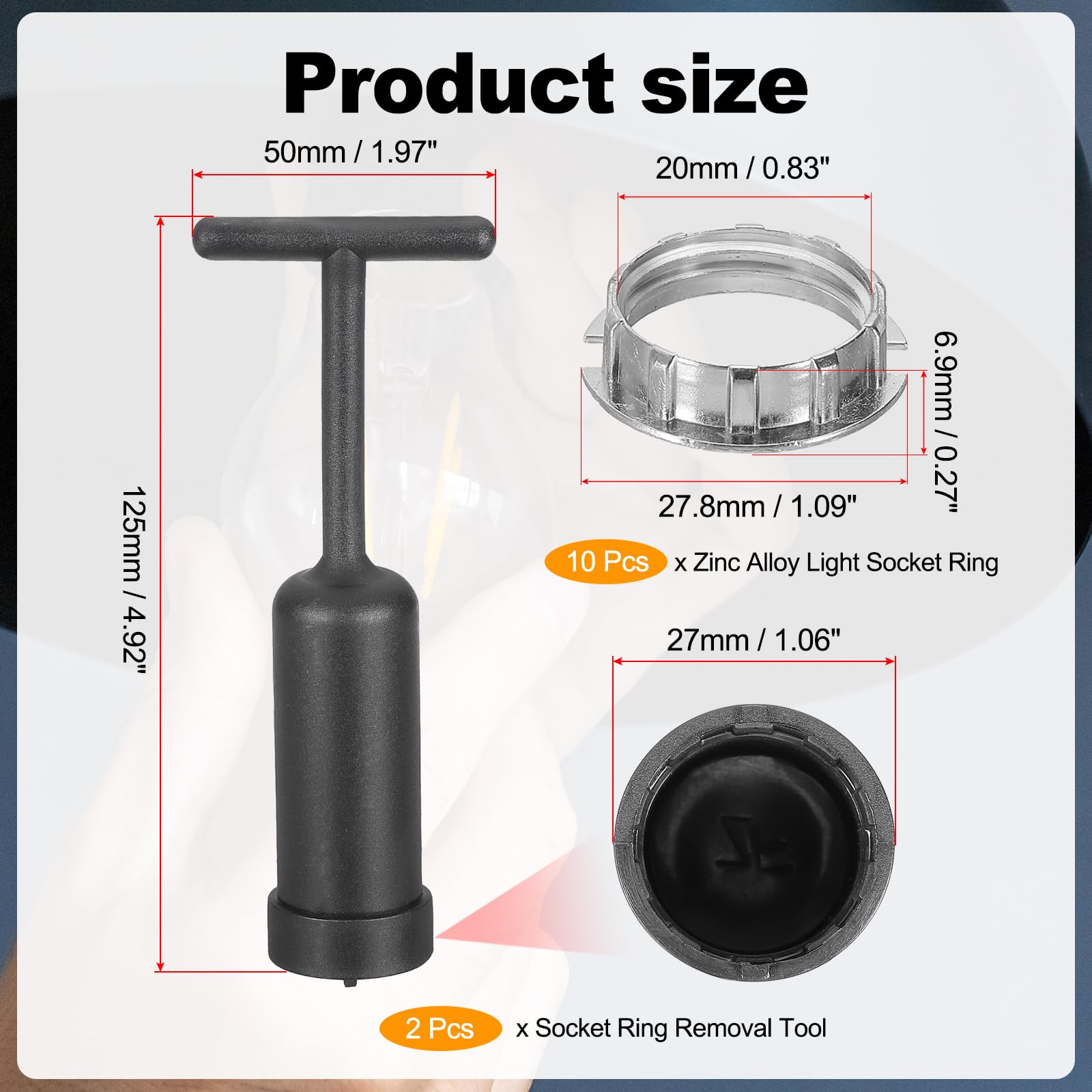PATIKIL G9 Light Socket Rings Kit - Image 2