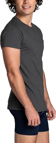 Fruit of The Loom Lot de 6 t-Shirts à Poches pour Homme, Lot de 6 Maillots de Corps Noir/Gris, L - 3
