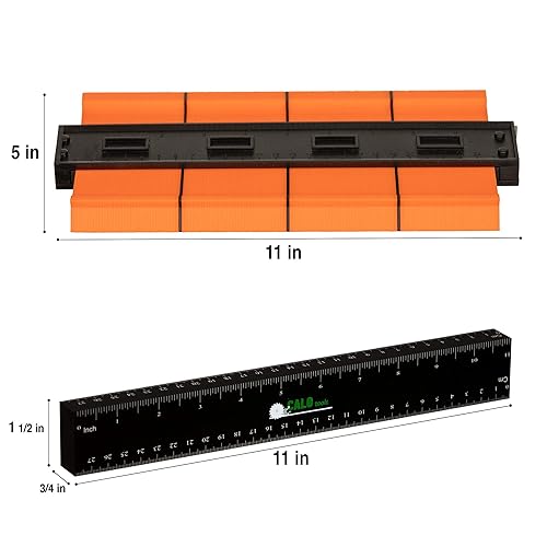 Miniatura 2 de CALO Tools Medidor de contorno versión actualizada del medidor de contorno con cerradura Las líneas de referencia y la regla hacen que el medidor