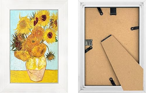 Vista 22 de Juego de 6 portarretratos de 5 x 7 con cristal real para fotos de 4 x 6 con paspartú o 5 x 7 sin paspartú, para pared o mesa, marcos de fotos