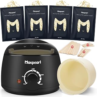 Wax Kit for Women Men, Hair Removal Waxing Kit with Hard Wax Beans for Coarse Hair Bikini Eyebrow, Cream White Wax Beads Refills for Wax Warmer