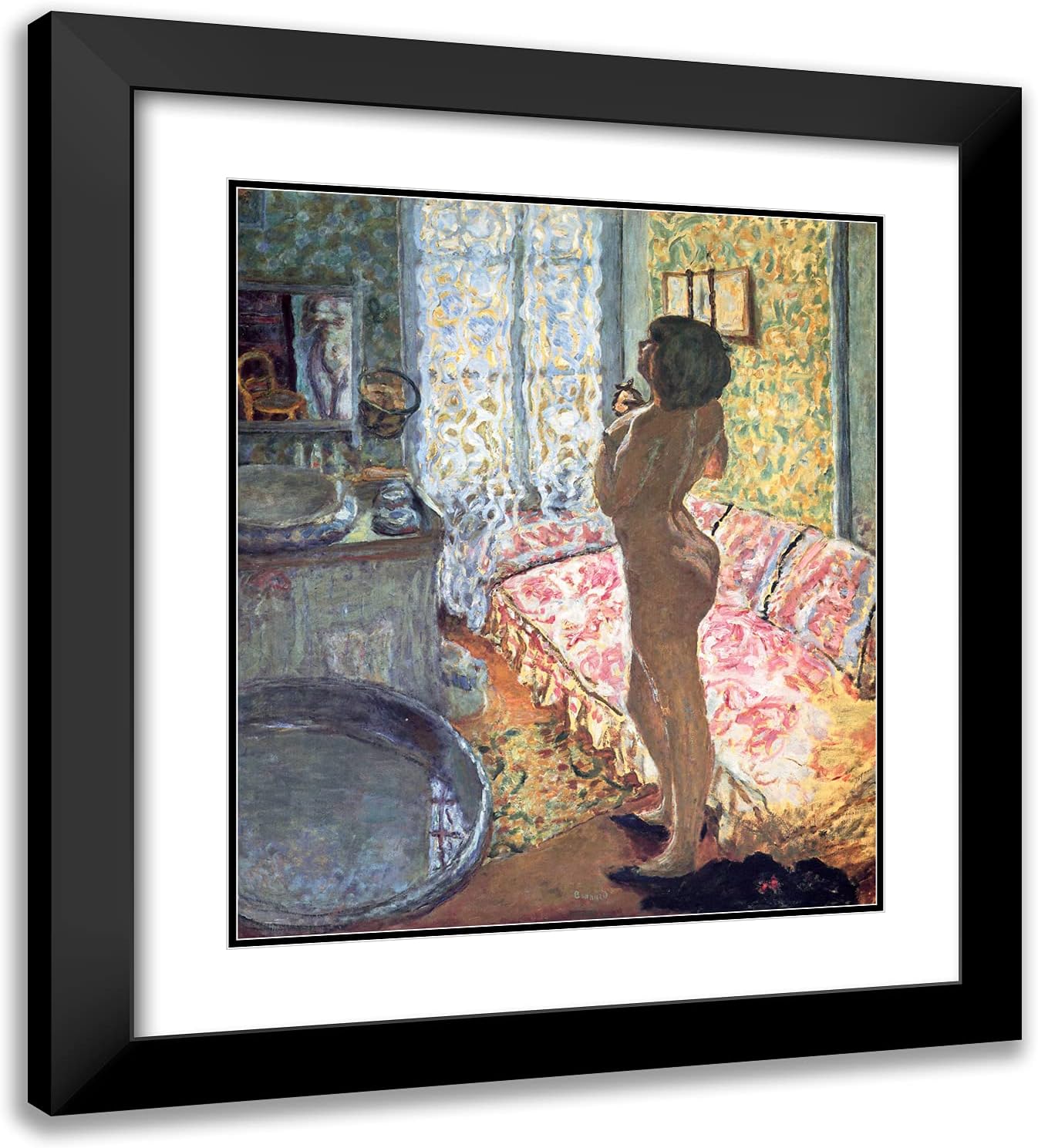 ArtDirect Bonnard, Pierre 20x22 Gold Ornate Framed Art Print with Double Matting Titled: Model in Backlight