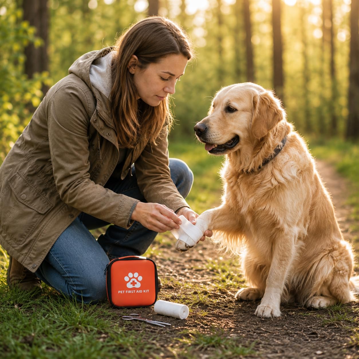 Kit di Pronto Soccorso per Animali Domestici - Set Essenziale per Emergenze Quotidiane, Custodia Compatta - Leggero da Viaggio e Passeggiate - Alta Visibilità (13 Pezzi)