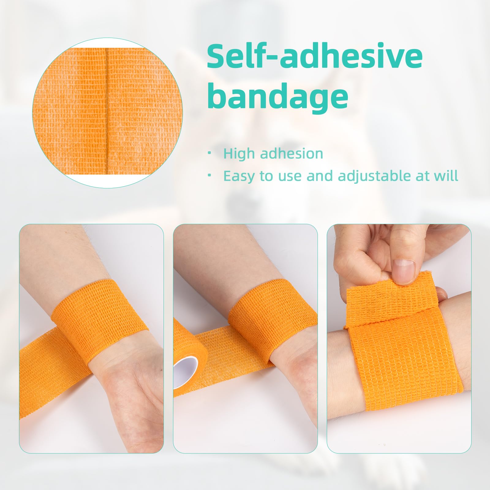 Carehabi Bandage Autoadhésif, 18 Rouleaux 5cm x 4.5m Bande Cohesive Multicolore Bandage Vétérinaire, Bandage Élastique Autocollant pour Les Mains,Les Pieds Genoux